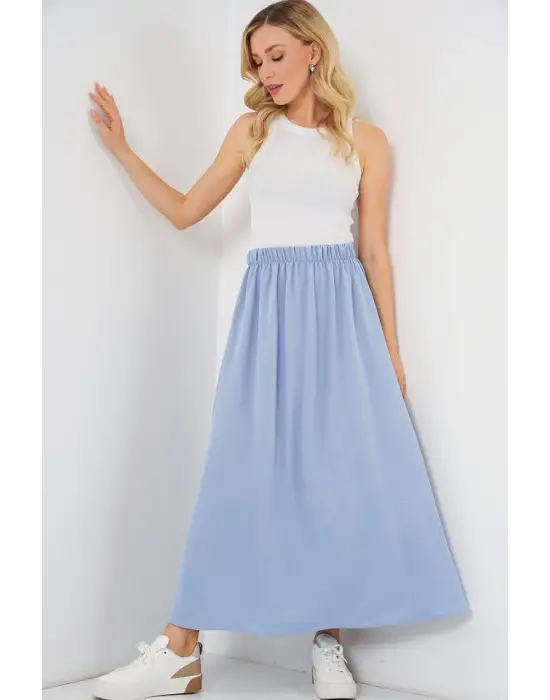 Uzun Ayrobin Etek 8050 - Mavi