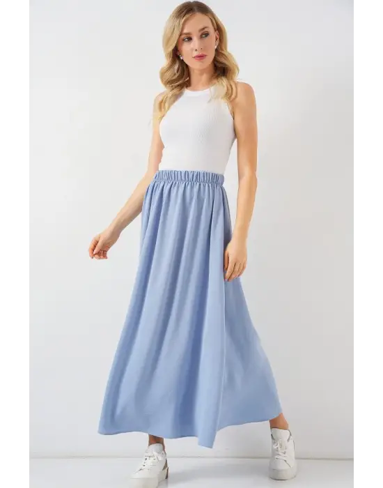 Uzun Ayrobin Etek 8050 - Mavi