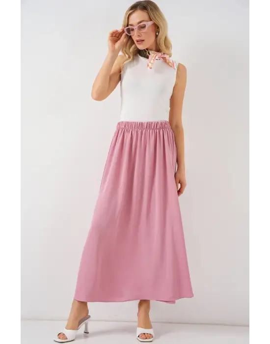 Uzun Ayrobin Etek 8050 - Pudra