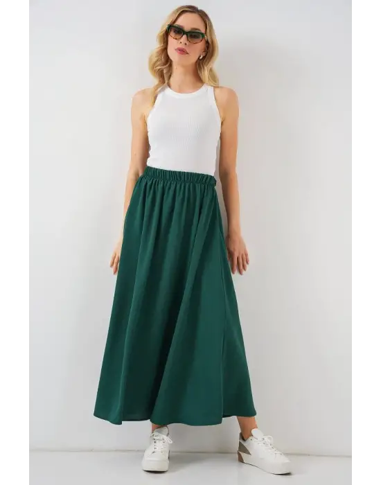 Uzun Ayrobin Etek 8050 - Zümrüt Yeşili
