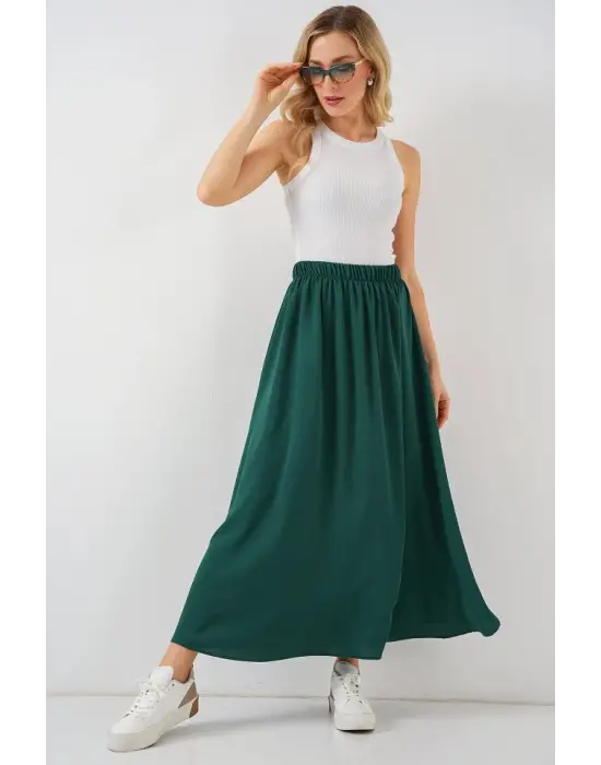 Uzun Ayrobin Etek 8050 - Zümrüt Yeşili