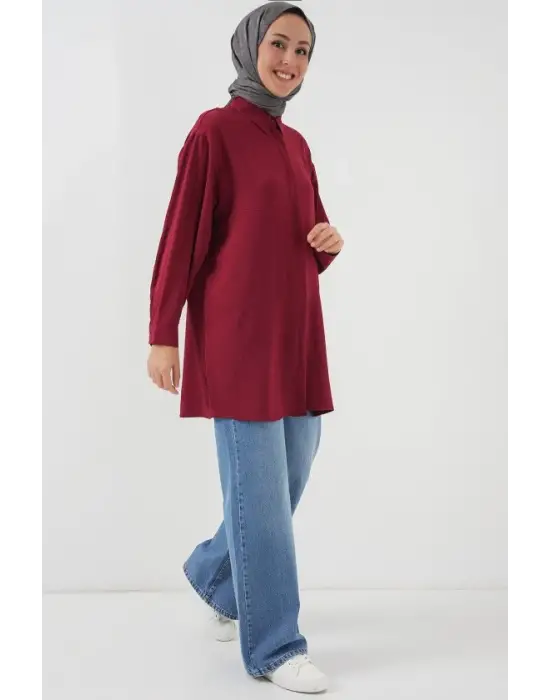 Uzun Gömlek Tunik 5945 - Bordo