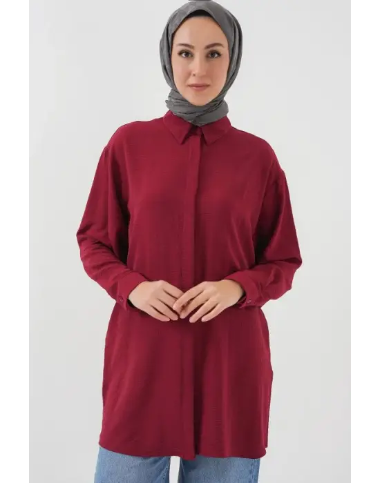 Uzun Gömlek Tunik 5945 - Bordo