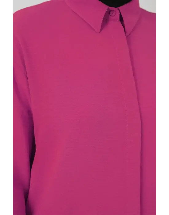 Uzun Gömlek Tunik 5945 - Fuşya