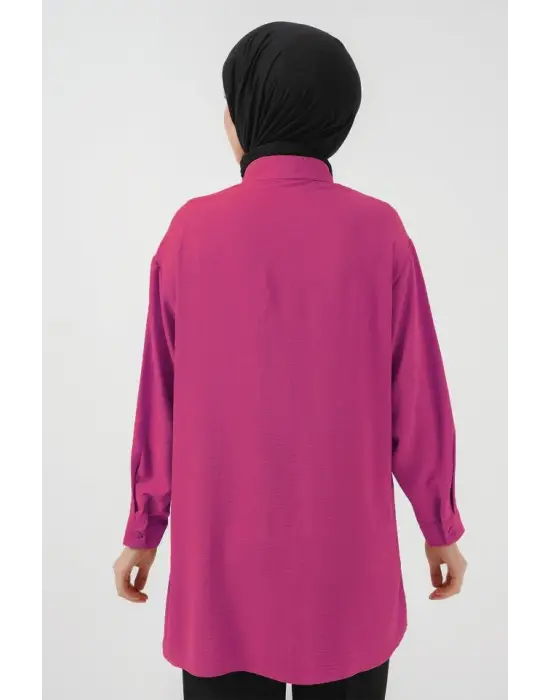 Uzun Gömlek Tunik 5945 - Fuşya