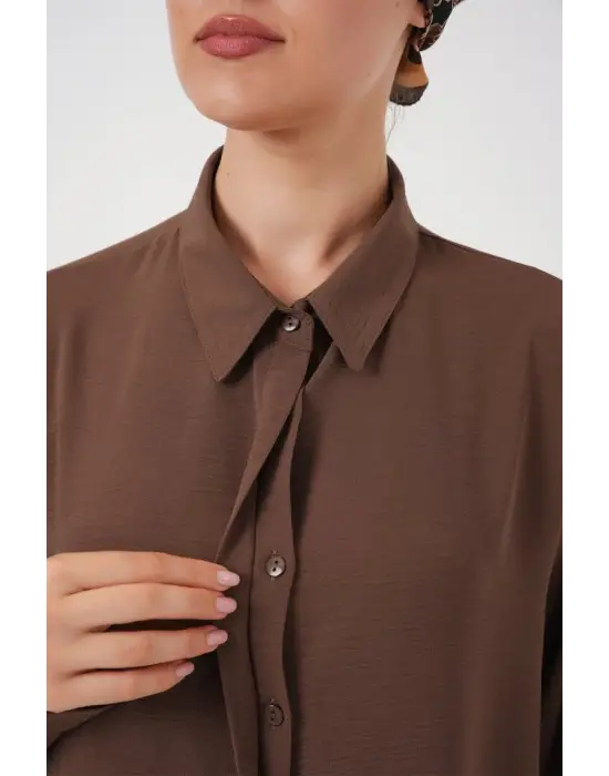 Uzun Gömlek Tunik 5945 - Kahverengi