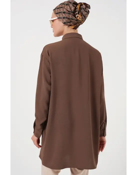 Uzun Gömlek Tunik 5945 - Kahverengi