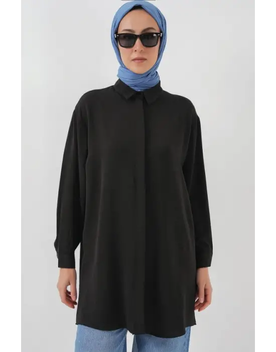 Uzun Gömlek Tunik 5945 - Siyah