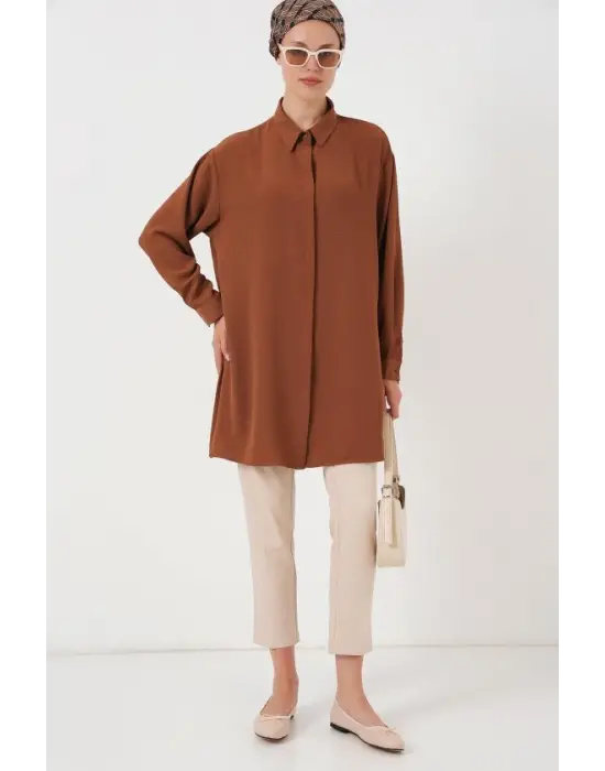 Uzun Gömlek Tunik 5945 - Taba