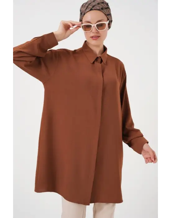 Uzun Gömlek Tunik 5945 - Taba
