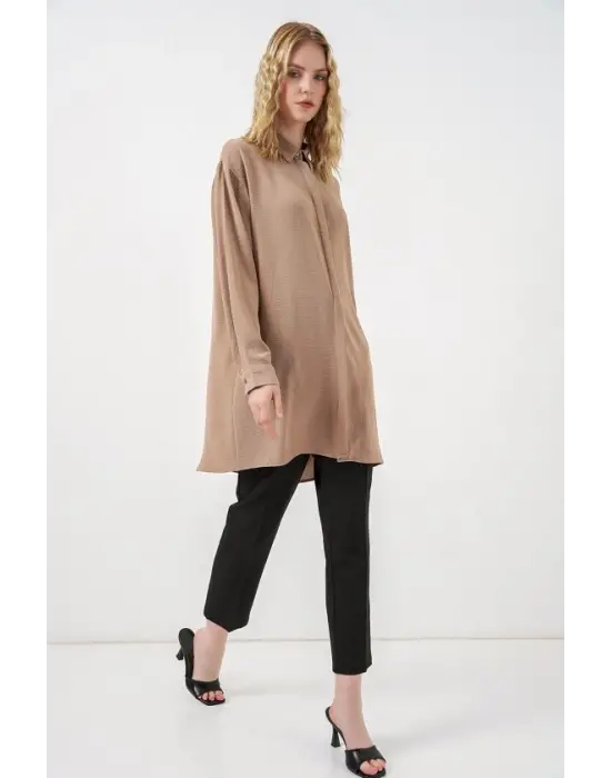 Uzun Gömlek Tunik 5945 - Taş