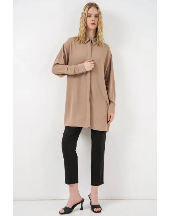 Uzun Gömlek Tunik 5945 - Taş