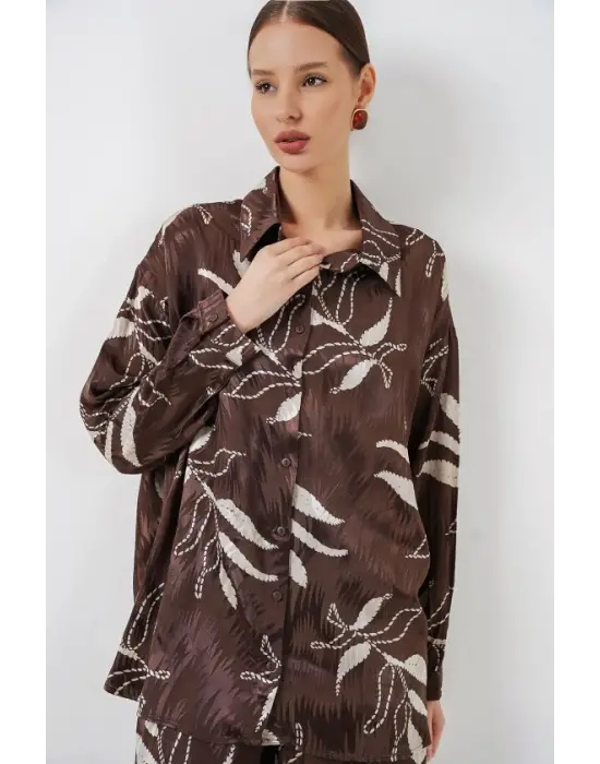 Uzun Jakalı Alt Üst İkili Takım 30089 - Kahverengi