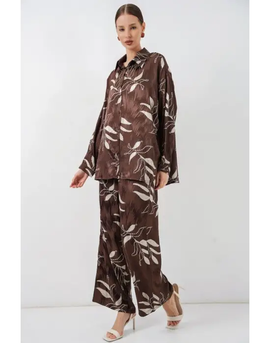 Uzun Jakalı Alt Üst İkili Takım 30089 - Kahverengi