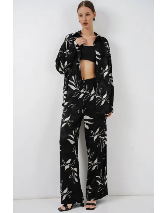 Uzun Jakalı Alt Üst İkili Takım 30089 - Siyah