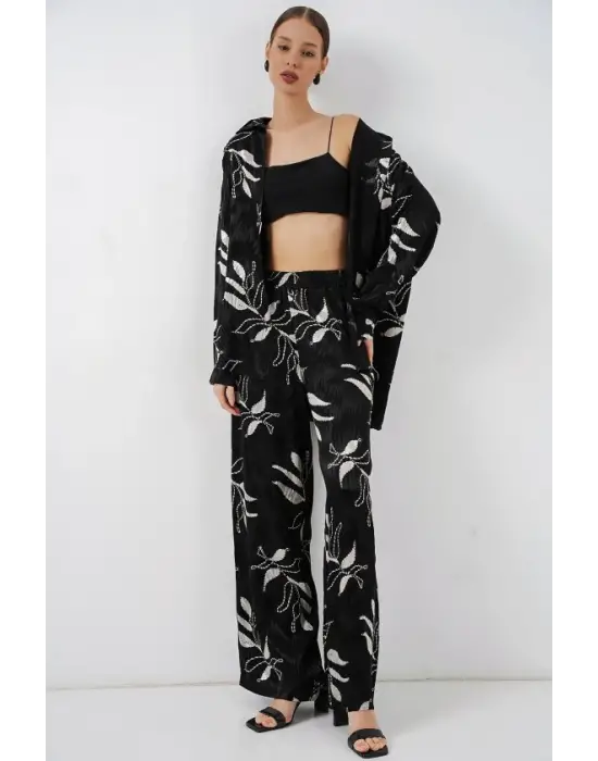 Uzun Jakalı Alt Üst İkili Takım 30089 - Siyah