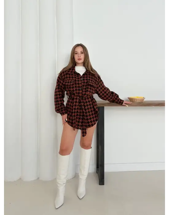 Uzun kaşe gömlek kahvesiyah st255812