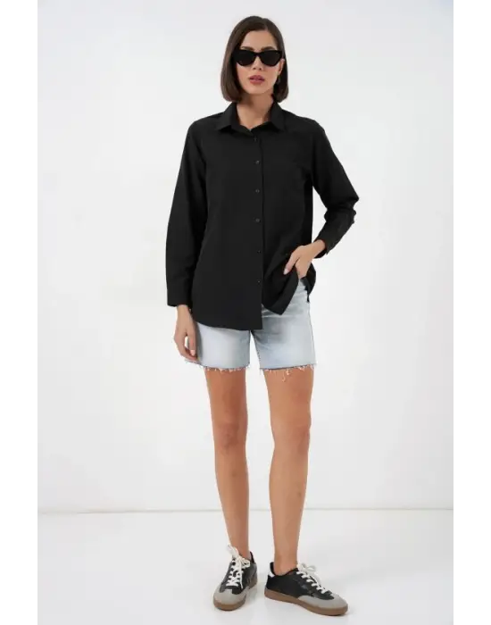 Uzun Kol Basic Gömlek 20279 - Siyah