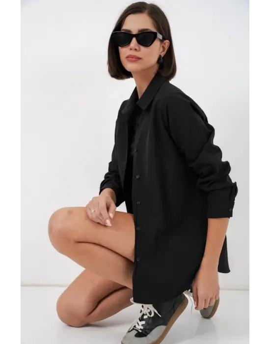 Uzun Kol Basic Gömlek 20279 - Siyah
