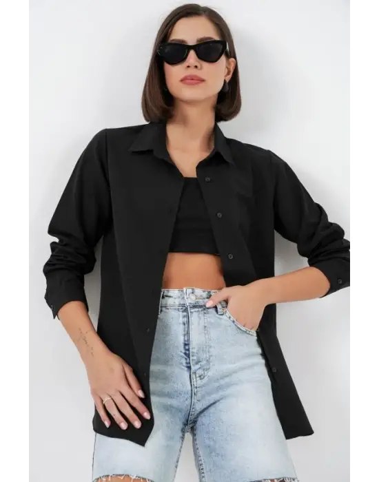 Uzun Kol Basic Gömlek 20279 - Siyah
