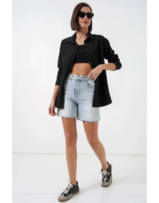 Uzun Kol Basic Gömlek 20279 - Siyah