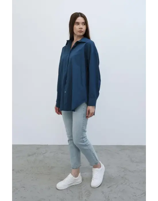 Uzun Kol Gömlek - İndigo