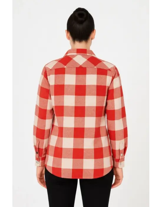 Uzun Kollu Oduncu Gömlek - Bordo