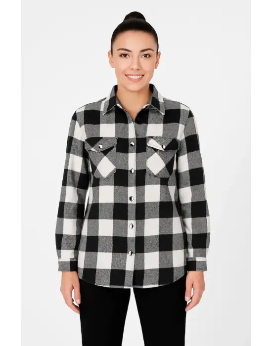 Uzun Kollu Oduncu Gömlek - Siyah