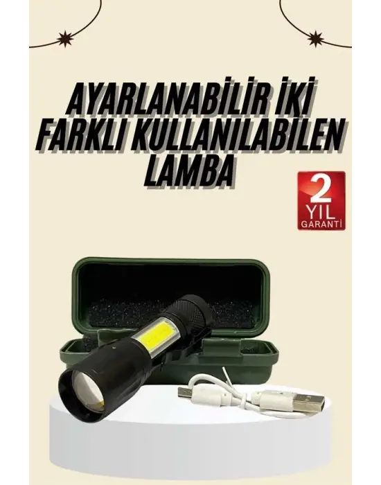 Uzun Menzilli Şarjlı El Feneri Uzun Ömürlü Led Işık Lamba