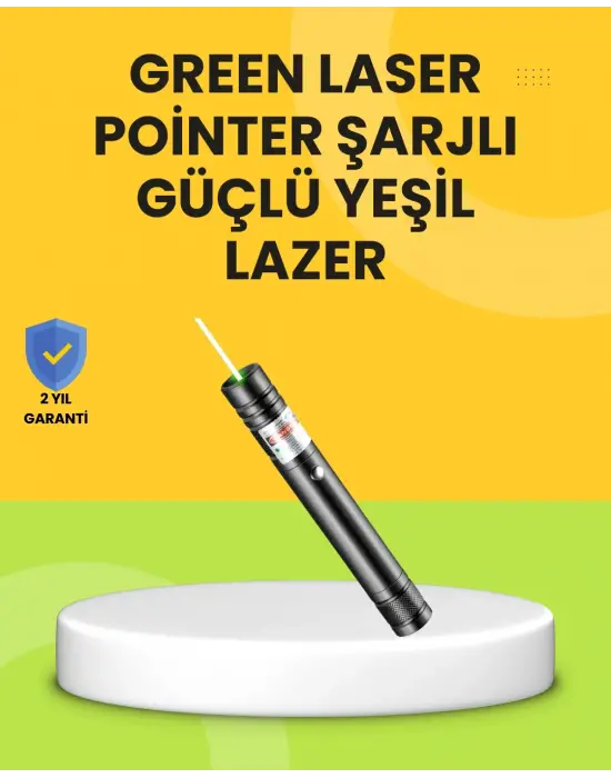 Uzun Mesafe Görünürlüklü Yeşil Lazer Pointer Şarjlı