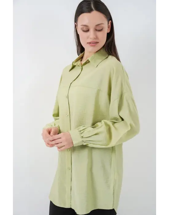 Uzun Oversize Gömlek 5965 - E.Yeşil