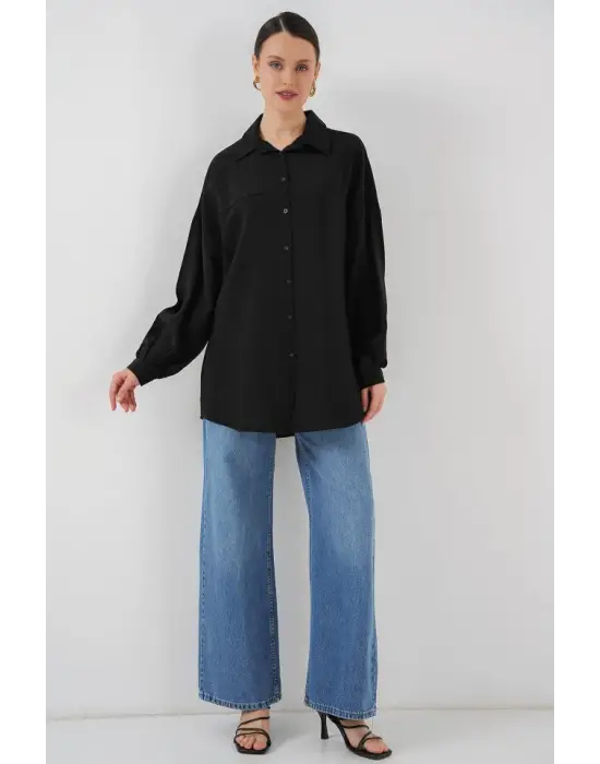 Minimal Oversize Gömlek - Siyah