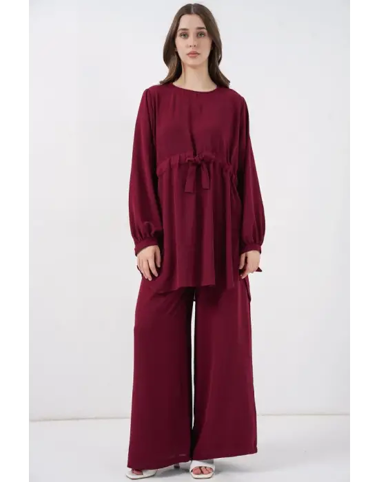Şık İkili Takım Pantolon - Bordo
