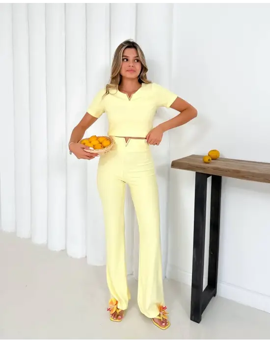 V aksesuarlı ottoman takım sarı s255850