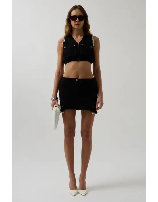 Omarı Derin V Yakalı Crop Yelek Seçenekleri