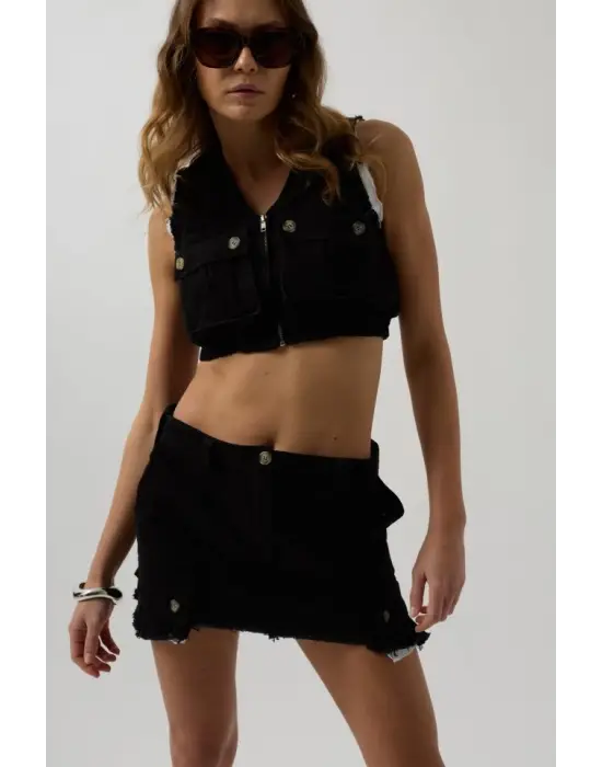 Omarı Derin V Yakalı Crop Yelek Seçenekleri