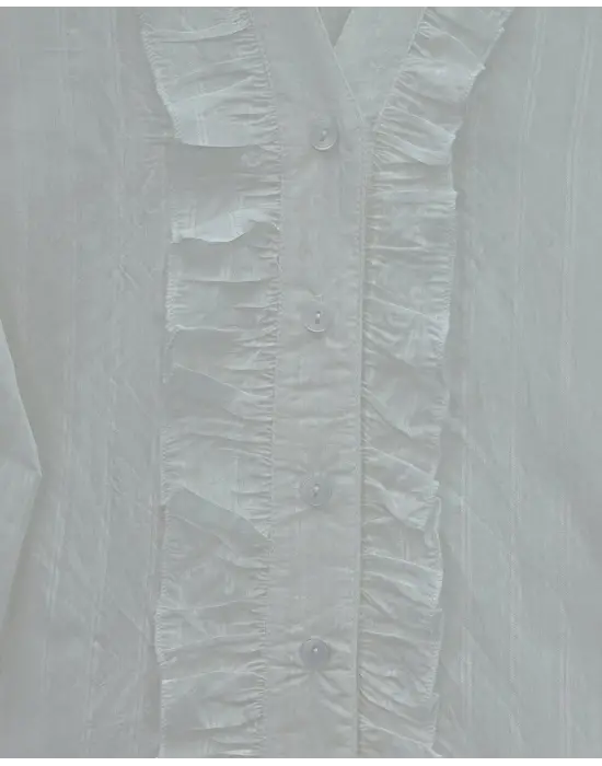 Şık Fırfırlı Yarı Transparan Gömlek