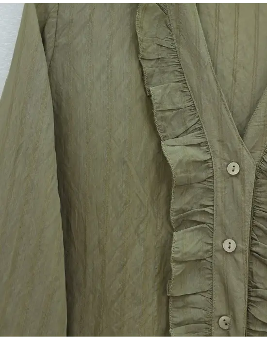 Trend V Yaka Tensel Buket Gömlek