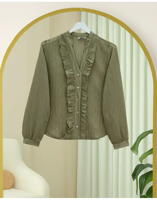 Trend V Yaka Tensel Buket Gömlek