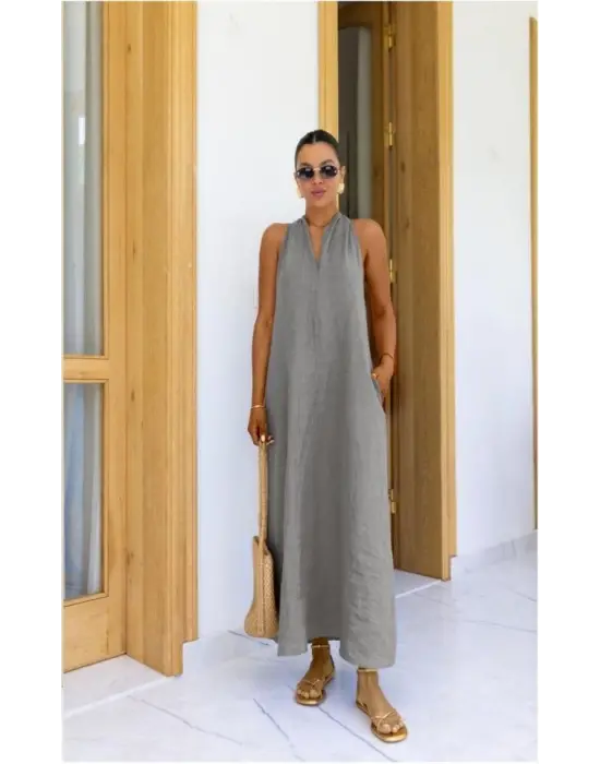 V Yaka Paraşüt Elbise