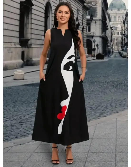 Omarı Klasik Şıklıkta V Yaka Süprem Elbise