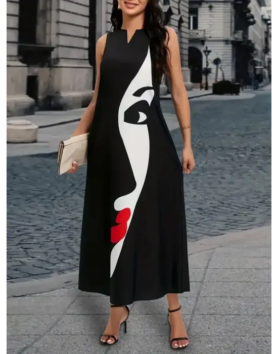 Omarı Klasik Şıklıkta V Yaka Süprem Elbise