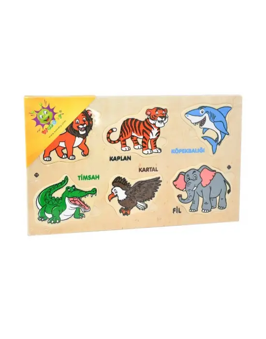 Omarı Eğlenceli Hayvan Desenli Ahşap Yapboz