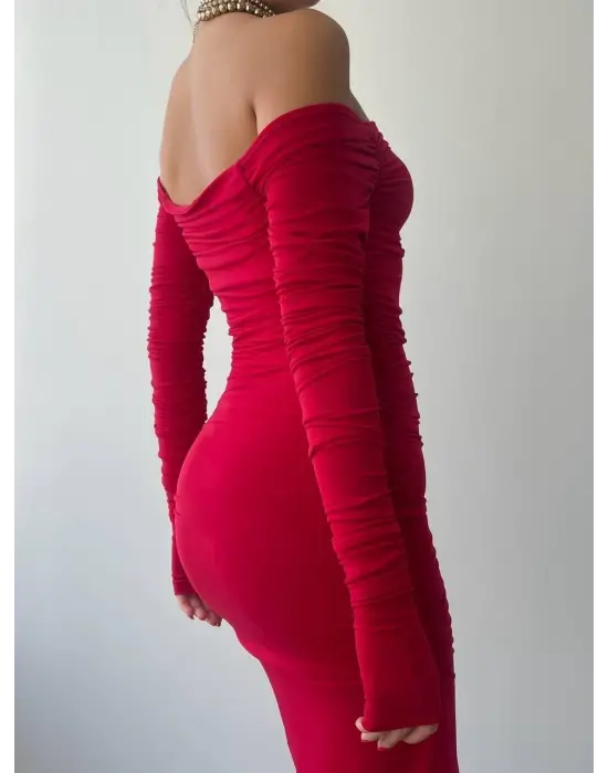 Omarı Drapeli Tasarım Elbise - gl00my