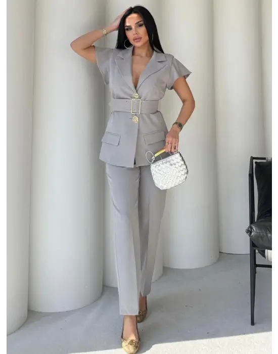 Vatkalı Yelek Pantolon İkili Takım