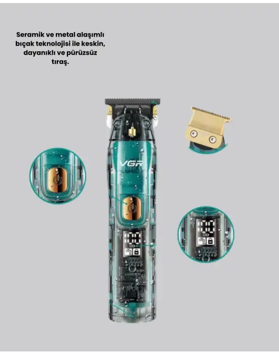 Vgr V-695 Şarjlı Saç Sakal Tıraş Makinesi 2600mah Batarya Ve Kılavuz Taraklı