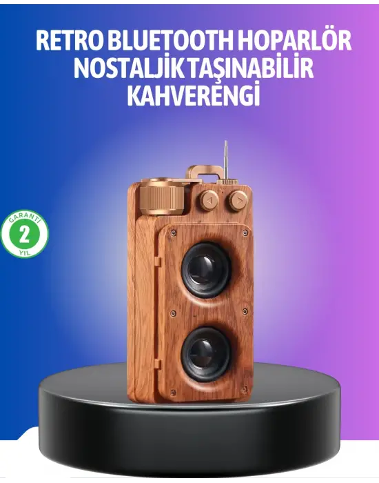 Vintage Tasarımlı Bluetooth Hoparlör Uzun Pil Ömürlü Ve Fm Destekli