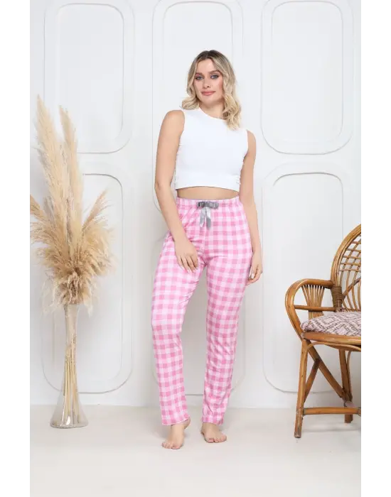 Pembe Baskı Desenli Alt Pijama Kadın Giyim