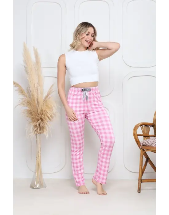 Pembe Baskı Desenli Alt Pijama Kadın Giyim