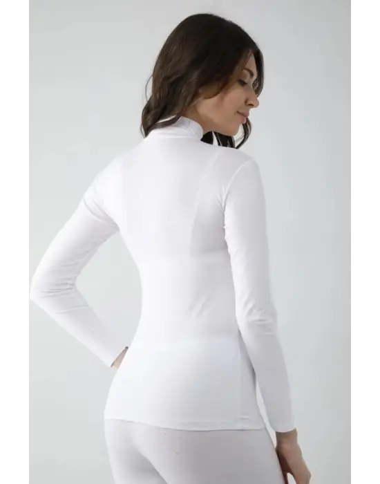 Omarı Beyaz Likralı Uzun Kol Balıkçı Body